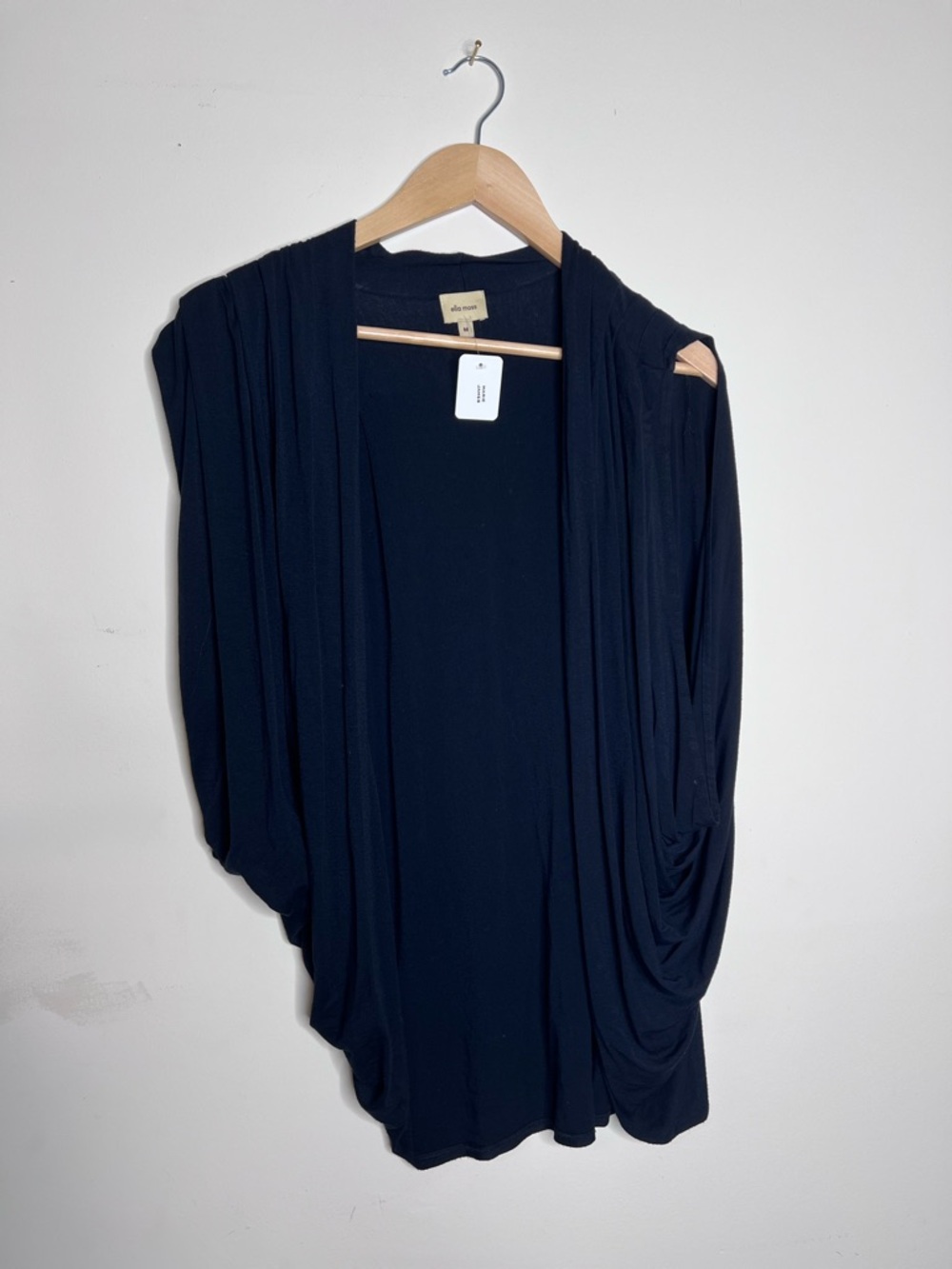Ella Moss Navy Blue Draped Open Front Tunic